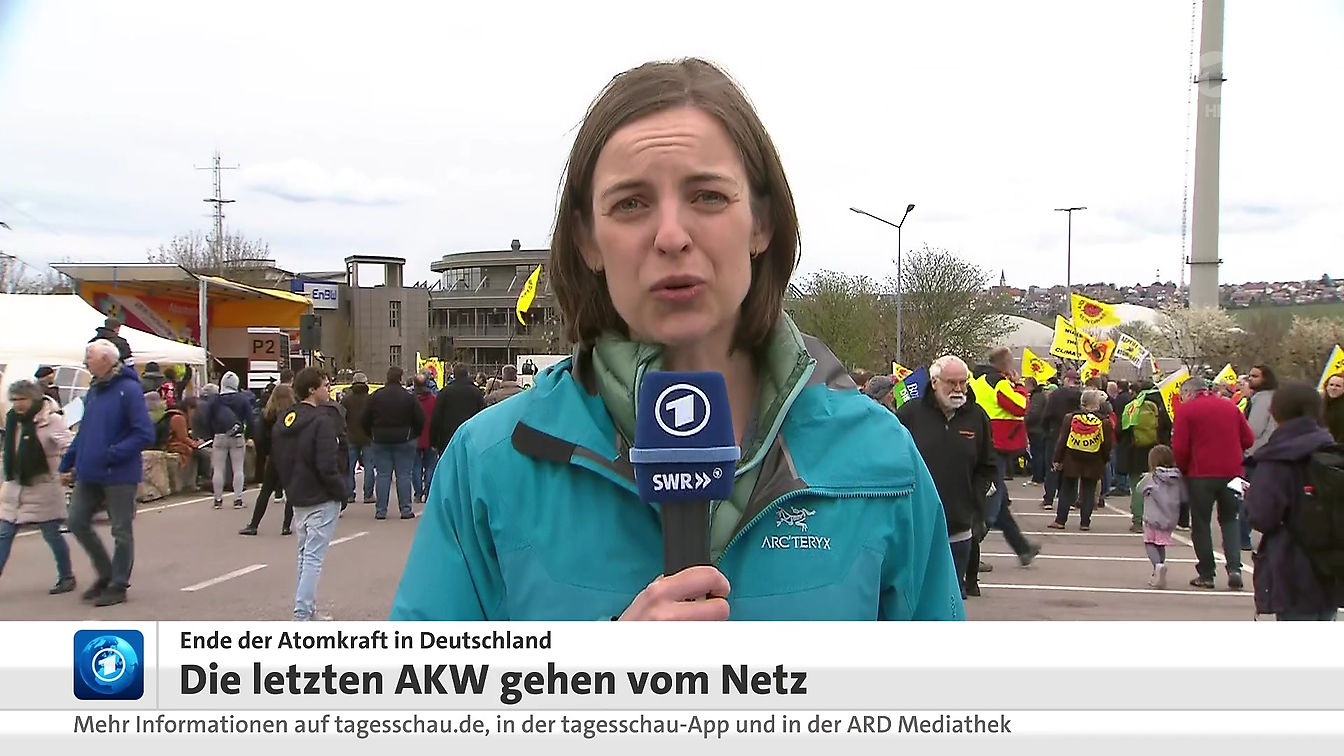 "Historischer Tag": Live bei Tagesschau24 vor dem Atomkraftwerk Neckarwestheim